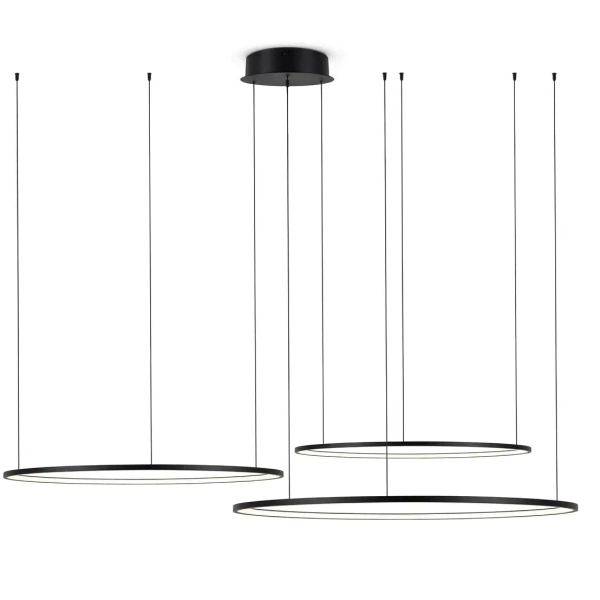 Ringowa wisząca lampa czarna LED 99W 4000K pierścienie potrójne neutralna SLD/000011/4000/B/L