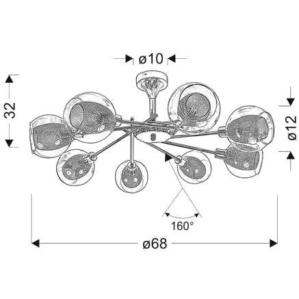 Lampa sufitowa Ozzo 38-72283 regulowana szklane balls przezroczyste chrom