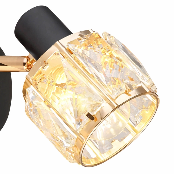 Kryształowa lampa ścienna Dubai 91-30221 glamour czarna bursztynowa złota