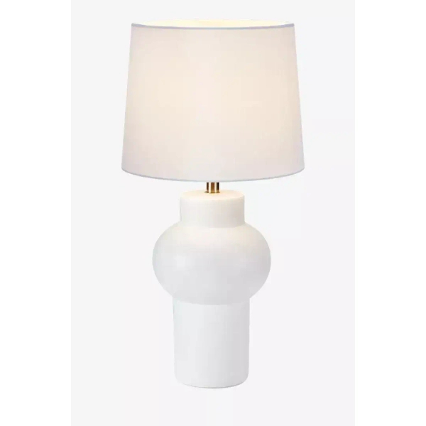 Biała lampa stojąca Shape do biura z abażurem na stół