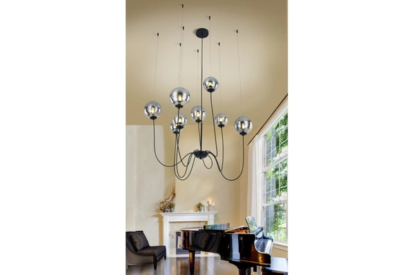 Futurystyczna lampa wisząca Conflux szklane kule przydymione