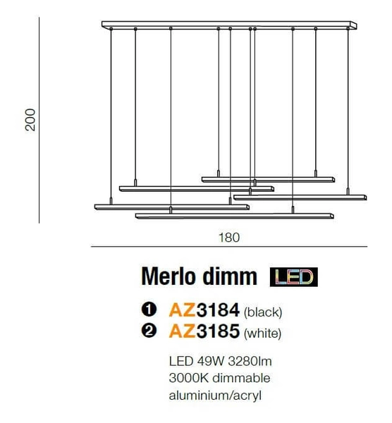 Wisząca lampa nowoczesna Marlo listwy LED 49W czarne
