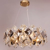 Wisząca lampa glamour Tiara 9864-500 Zumaline okrągła szklana złoty przezroczysty dymiony