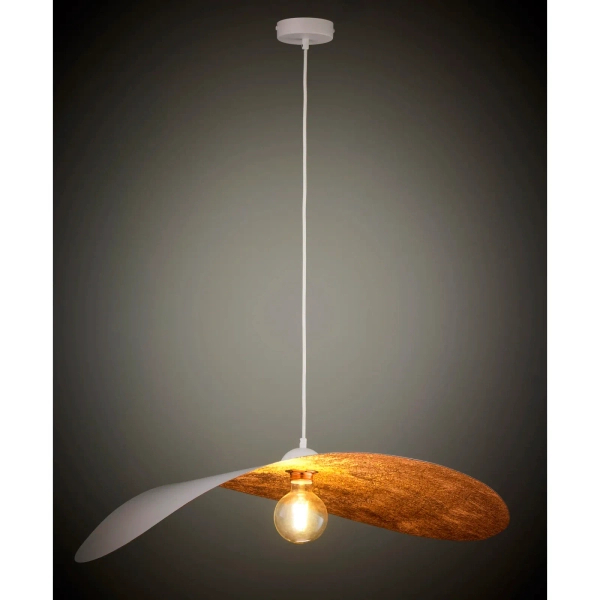 Lampa wisząca kompozyt LEAF miedziana biała 1xE27 do jadalni 41922
