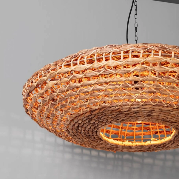 Wisząca lampa nad stół GUARDIA LE44579 japandi naturalna czarna