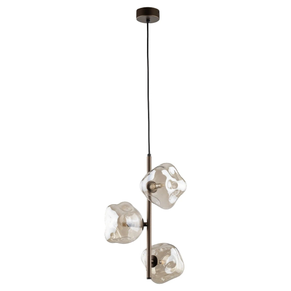 Potrójna wisząca lampa Lava Brown 11036 szklane kule brązowy
