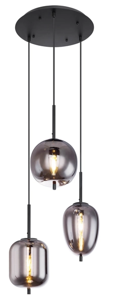 Lampa wisząca Blacky 15345-3 nad stół czarna przydymiona