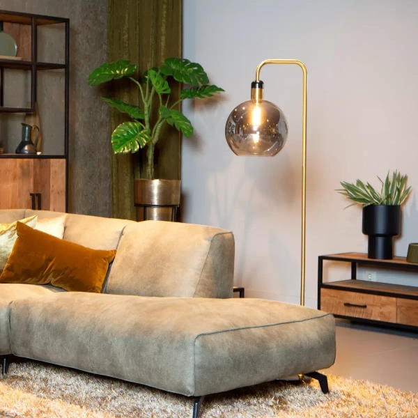 Stojąca lampa do salonu Julius 34738/01/65 Lucide loft czarna złota