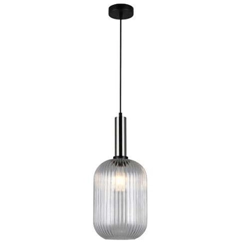 LAMPA wisząca ANTIOLA PND-5588-1L-SC+CL Italux plisowana OPRAWA szklany zwis nikiel przezroczysty