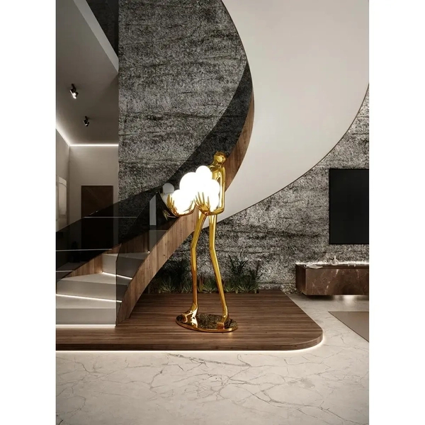 Lampa stojąca podłogowa HUMAN MSE1501100427 Moosee postać bańki złota