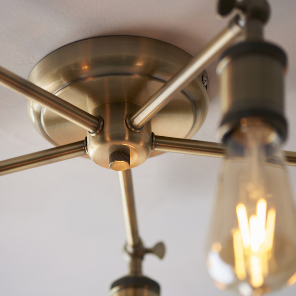 Industrialna lampa sufitowa Hal 97244 Endon industrialna 5-punktowa mosiądz
