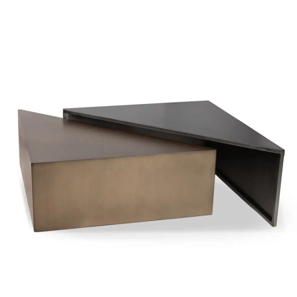 Kwadratowa ława KABUKI MM001501100376 czarna złota metalowa 98cm