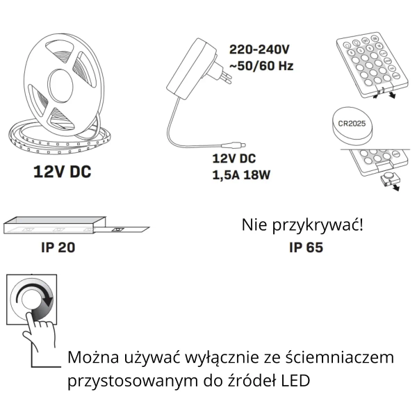 Ozdobna taśma LED RGB 314437 Polux 14W IP20 6500K