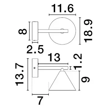 Naścienna lampa modernistyczna SALVADO LE45596 złota