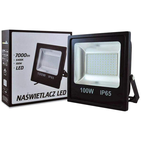 Zewnętrzny projektor NAŚWIETLACZ 306722 Polux metalowa OPRAWA outdoor LED 100W 6500K do ogrodu IP65 czarna