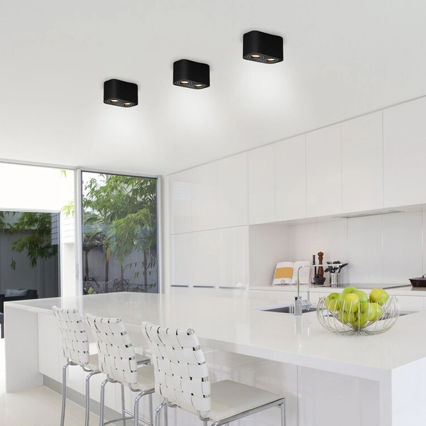 Czarny plafon do przedpokoju Kobald 2053 metalowa lampa natynkowa