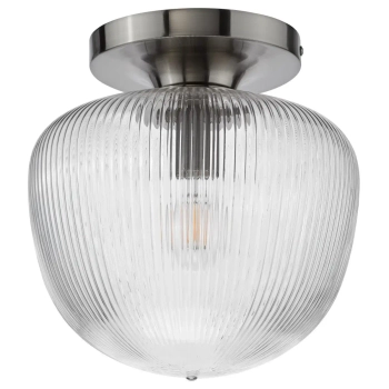 Szklana lampa sufitowa do jadalni Abrielle ABR5208 ryflowany nikiel