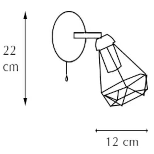 Metalowa lampa ścienna 8414/1 BL druciak do holu czarny