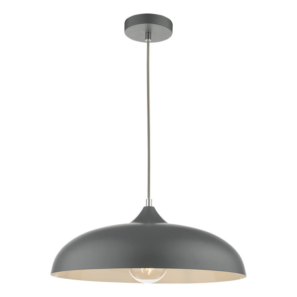 Metalowa lampa wisząca Kaelan KAE0137 kopułowa szara