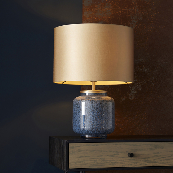 Stołowa lampa L&-193067 Light& salonowa z abażurem złotym kobaltowa