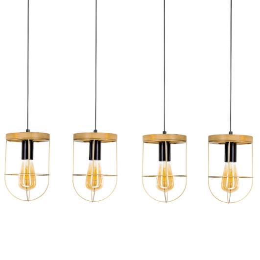 Druciana lampa wisząca NETUNO 1811059451 industrialna zwis drewno złoty