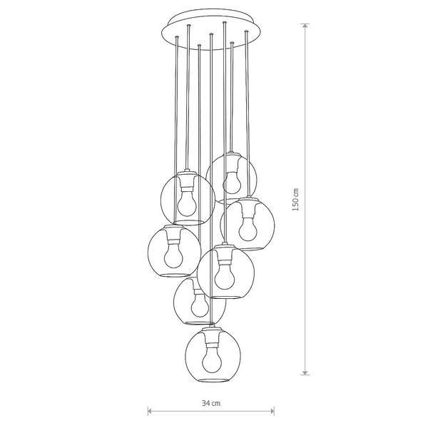 Wisząca lampa kaskada Vetro 9131 szklana do jadalni przydymiona