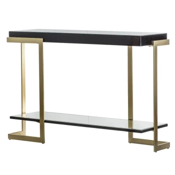 Szklana konsola do salonu Ardella 5059413405242 czarny złoty