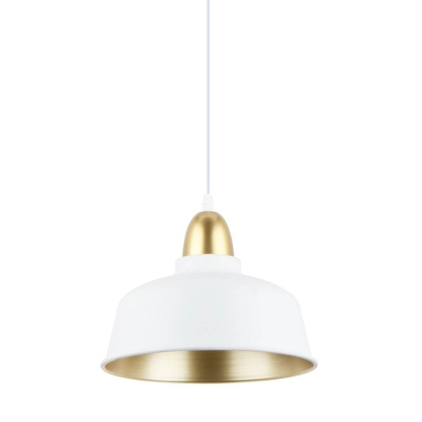 Skandynawska lampa wisząca Mensa metalowa biała złota