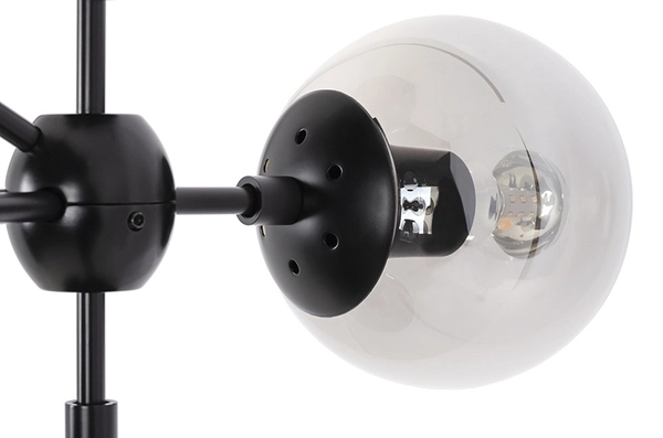 Lampa wisząca PLANETARIO 10 salonowa czarna przydymiona
