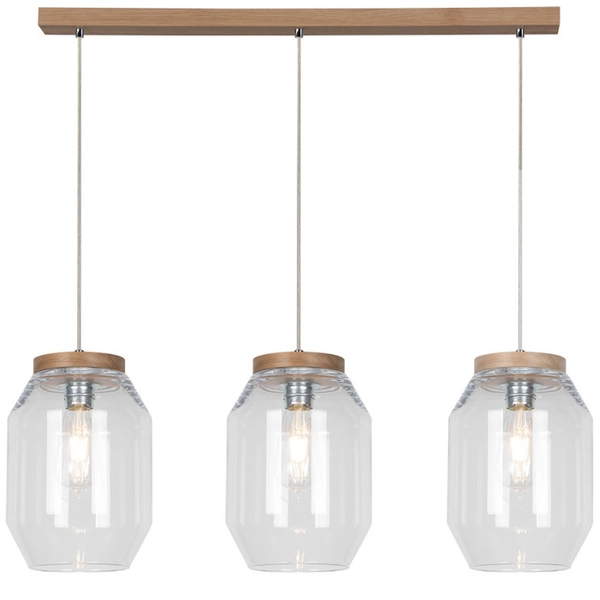 Lampa wisząca VASO 169110374 szklany zwis słoik przezroczyste drewno