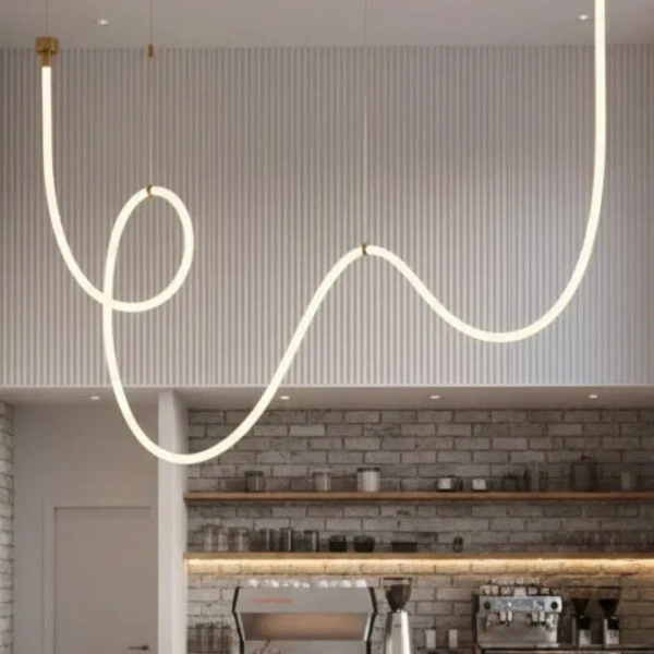 Lampa wisząca SNAKE MD1021-4 biała złota metal PVC LED 60W 3000K 4M wąż ledowy nowoczesna