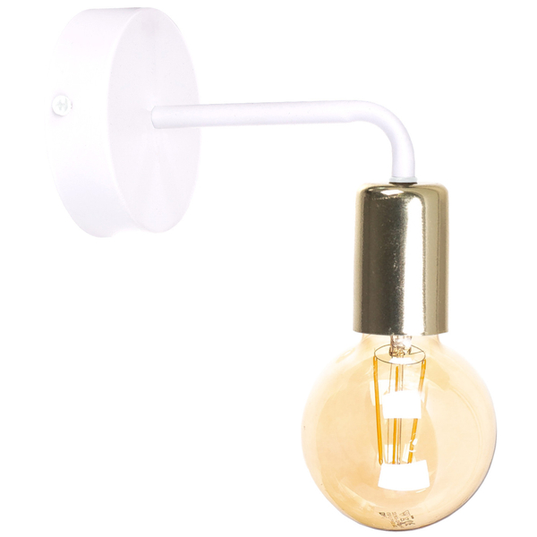 Loftowa LAMPA ścienna KET1162 metalowa OPRAWA kinkiet biały złoty