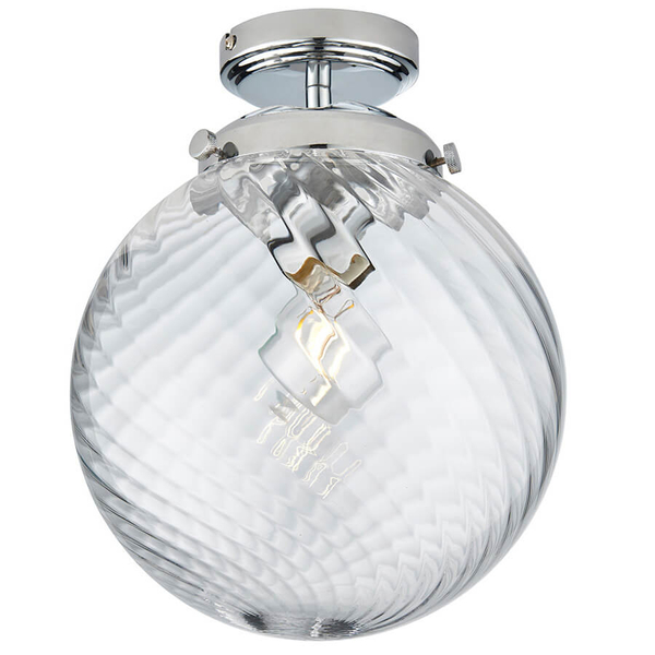 Kulista lampa sufitowa Milston 96488 IP44 szklana chrom przezroczysty