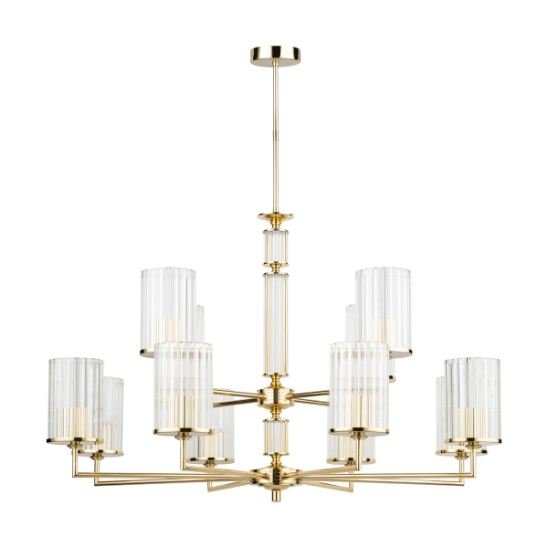 Salonowy żyrandol szklany Artu Ryfel ART-ZW-12 (Z) R złoty połysk