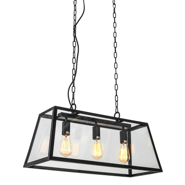 Wisząca lampa industrialna Laverno na łańcuchach czarna