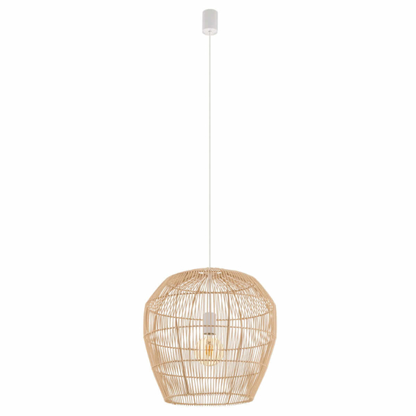 Bambusowa lampa wisząca Haiti 11163 japandi do kuchni cage koszyk biała