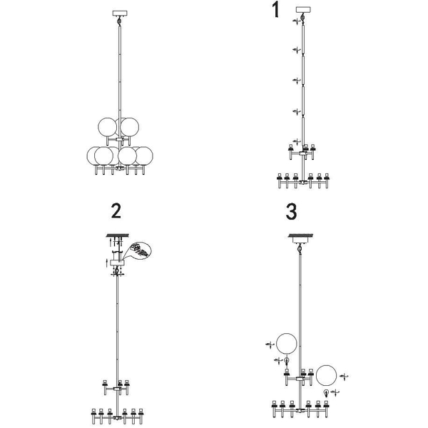 Loftowa LAMPA wisząca CROWN 107921 Markslojd skandynawska OPRAWA żyrandol ZWIS szklane kule balls sticks czarny przydymiony