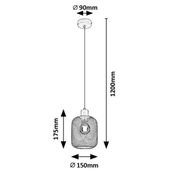 Metalowy zwis ażurowy Grendel 3131 czarna lampa wisząca do sypialni