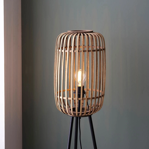 Podłogowa lampa na trójnogu Mathias 101774 z wtyczką bambusowa brązowa