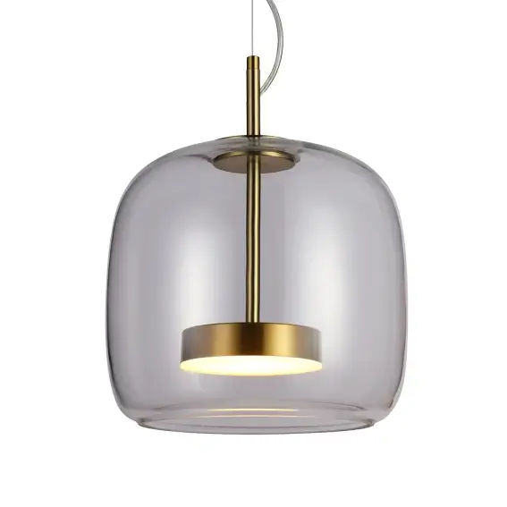 Szklana lampa wisząca Caste PND-17760A-BRSS-CL LED 10W 3000K szara złota