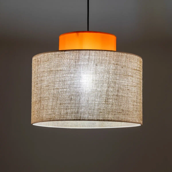 Abażurowa lampa wisząca Duo 3227 tuba z juty pomarańczowy