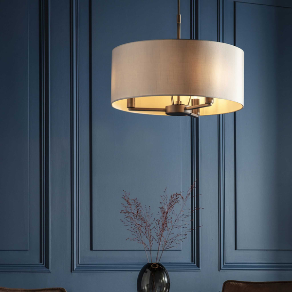 Zwisowa lampa z abażurem Daley 73015 Endon nad stół tuba kremowa