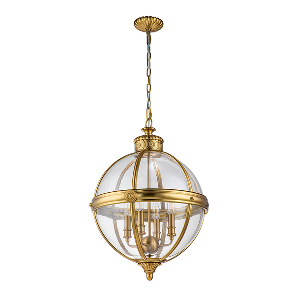 Wisząca lampa retro Adams FE-ADAMS-4P-BB Feiss przezroczysta mosiądz