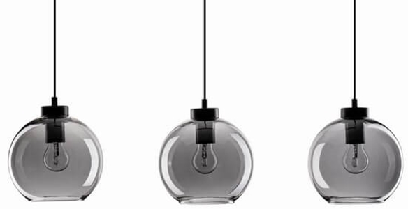 Czarna lampa wisząca Repos szklane kule na listwie loft