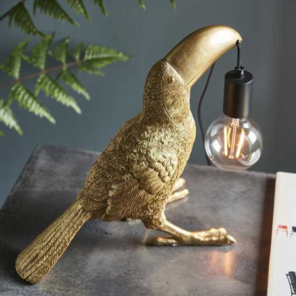 Designerska lampka nocna L&-195077 Light& ptak złota czarna