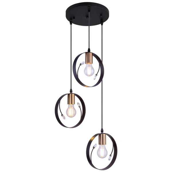 LAMPA wisząca VIGO 15346-3 Globo metalowa OPRAWA zwis kryształy transparentne czarne