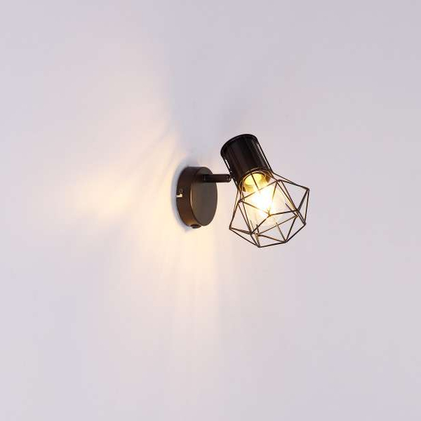 Druciana LAMPA ścienna PRISKA 54017-1 Globo regulowana OPRAWA metalowy reflektorek industrialny czarny