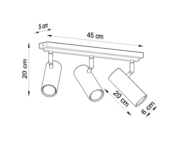 LAMPA sufitowa Direzione SL.0497 Sollux metalowa OPRAWA listwa SPOT regulowane tuby białe