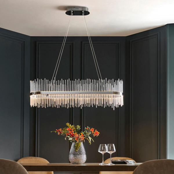 Owalna lampa nad stół L&-1107109 LED 47W 3000K wisząca chrom przezroczysty