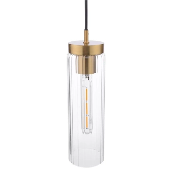 Wisząca lampa vintage Jodelle JOD0163 szklana tuba polerowany brąz